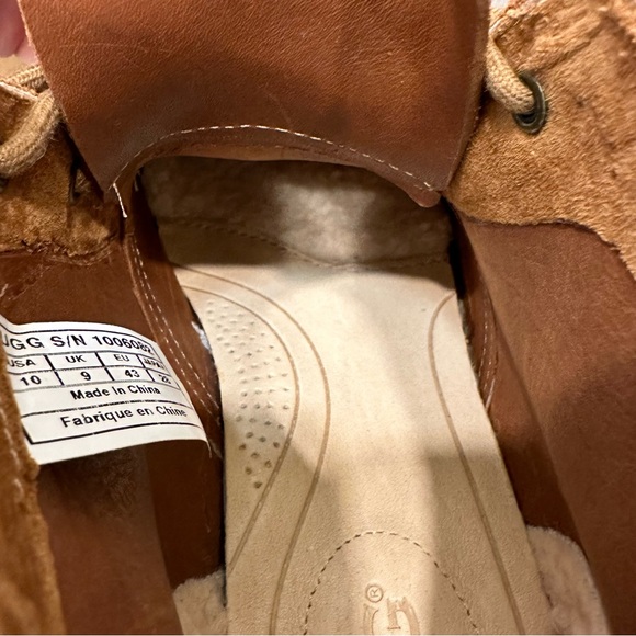 UGG suede brown leather chukka boot short lace up sheepskin shearling winter tan - Picture 5 of 11